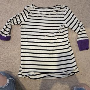 Black and White 3/4 Sleeve Sailor Collar Blouse